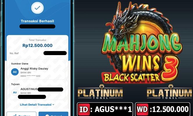 BUKTI PEMBAYARAN JP MENANG MAHJONG WINS 3 BLACK SCATTER Rp 12.500.000 ,- USERID : AGUS***1 TANGGAL 12 - JULI - 2025