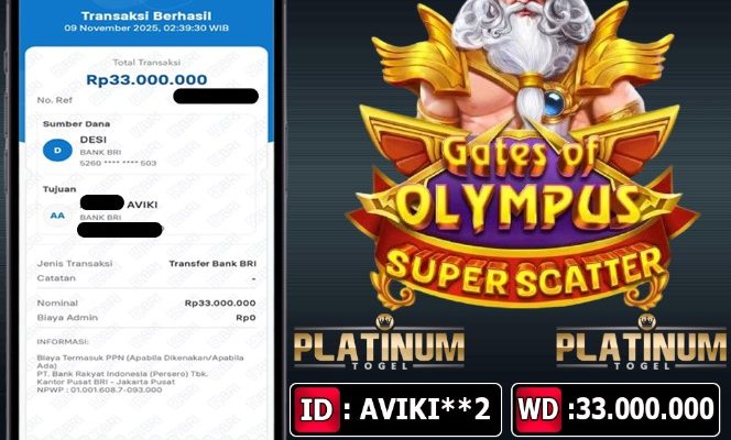 BUKTI JP GATES OF OLYMPUS SUPER SCATTER Rp 33.000.000 ,- ID : AVIKI**2