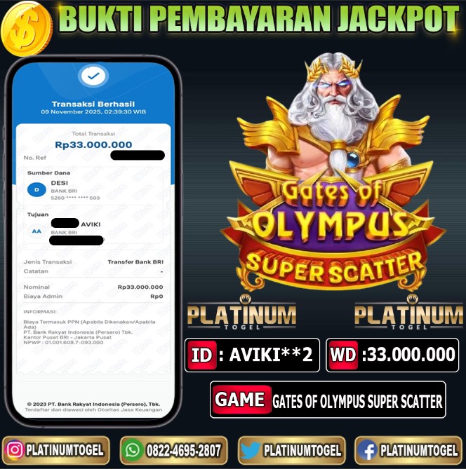 BUKTI JP GATES OF OLYMPUS SUPER SCATTER Rp 33.000.000 ,- ID : AVIKI**2